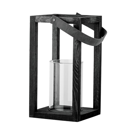 Bloomingville Lyra Laterne mit Glas, Schwarz, Kiefer