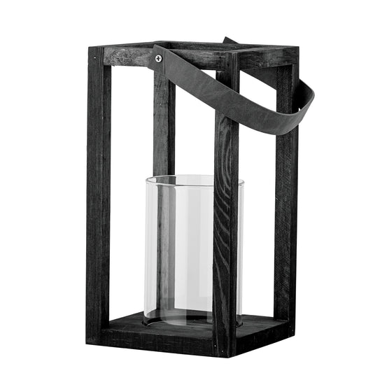 Bloomingville Lyra Laterne mit Glas, Schwarz, Kiefer