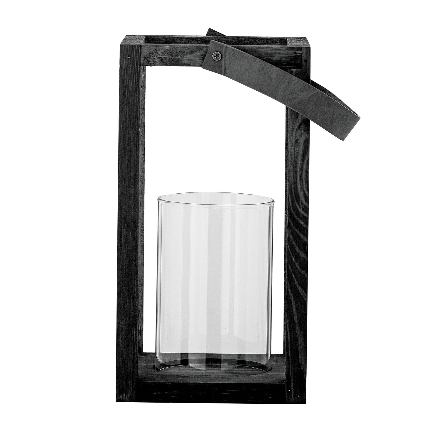 Bloomingville Lyra Laterne mit Glas, Schwarz, Kiefer