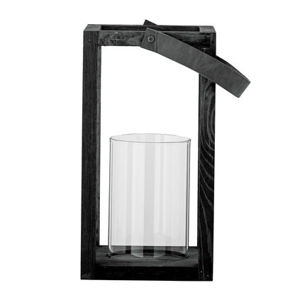 Bloomingville Lyra Laterne mit Glas, Schwarz, Kiefer
