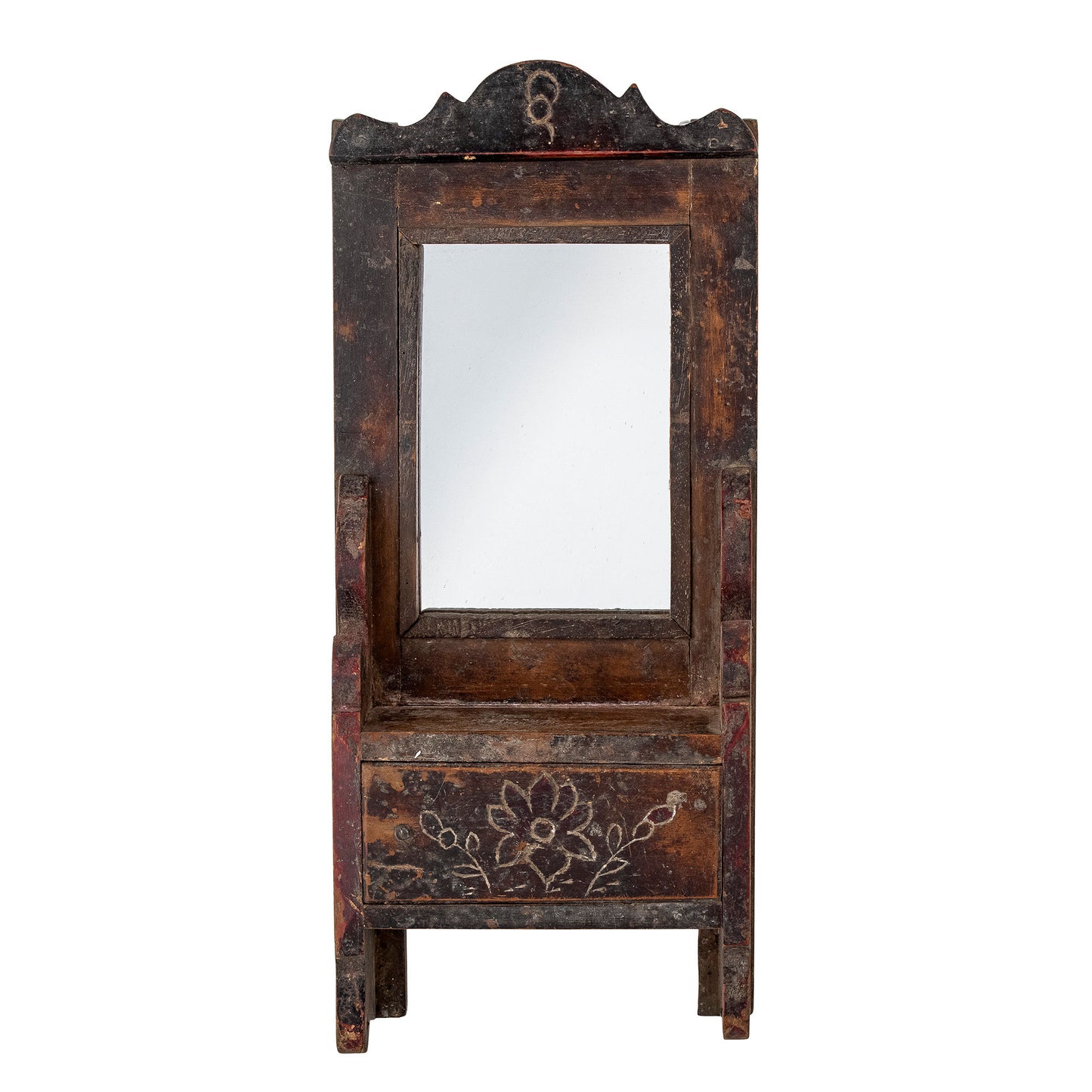 Creative Collection Sehar Spiegel mit Ablage, Braun, Recyceltes Holz