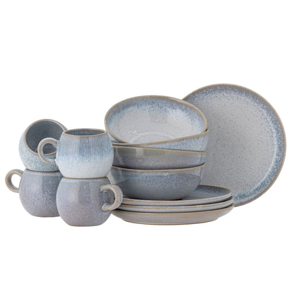 Bloomingville Paula Frühstück Set, Blau, Steingut