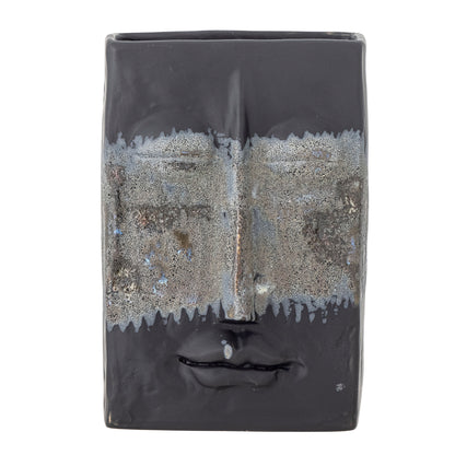 Bloomingville Nasru Vase, Schwarz, Steingut
