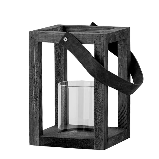 Bloomingville Lyra Laterne mit Glas, Schwarz, Kiefer