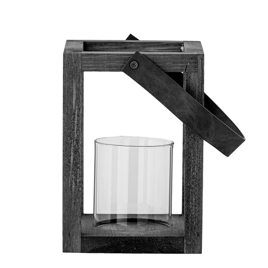 Bloomingville Lyra Laterne mit Glas, Schwarz, Kiefer
