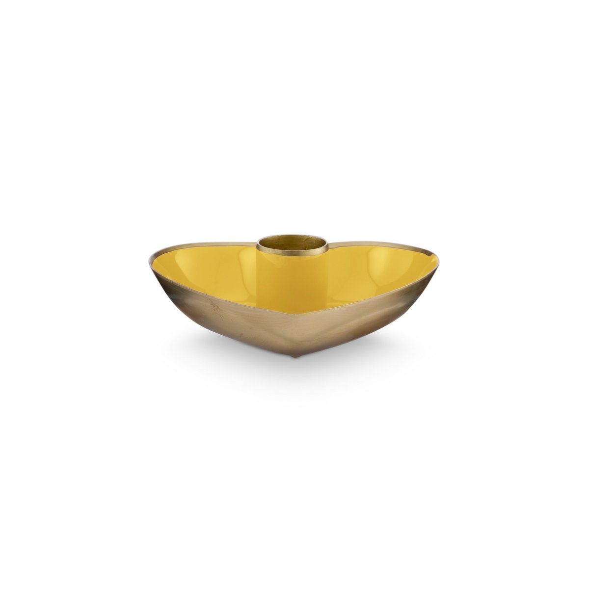 Set/2 Candle Holders Metal Heart Yellow 10x3cm