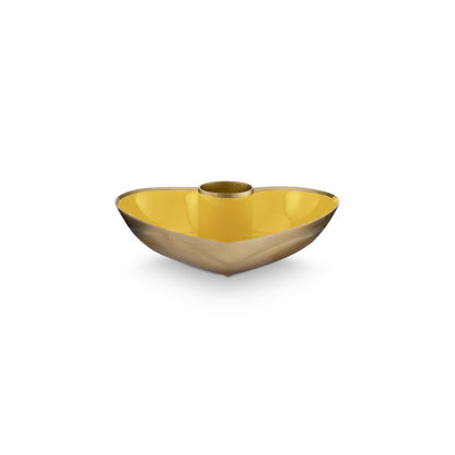 Set/2 Candle Holders Metal Heart Yellow 10x3cm