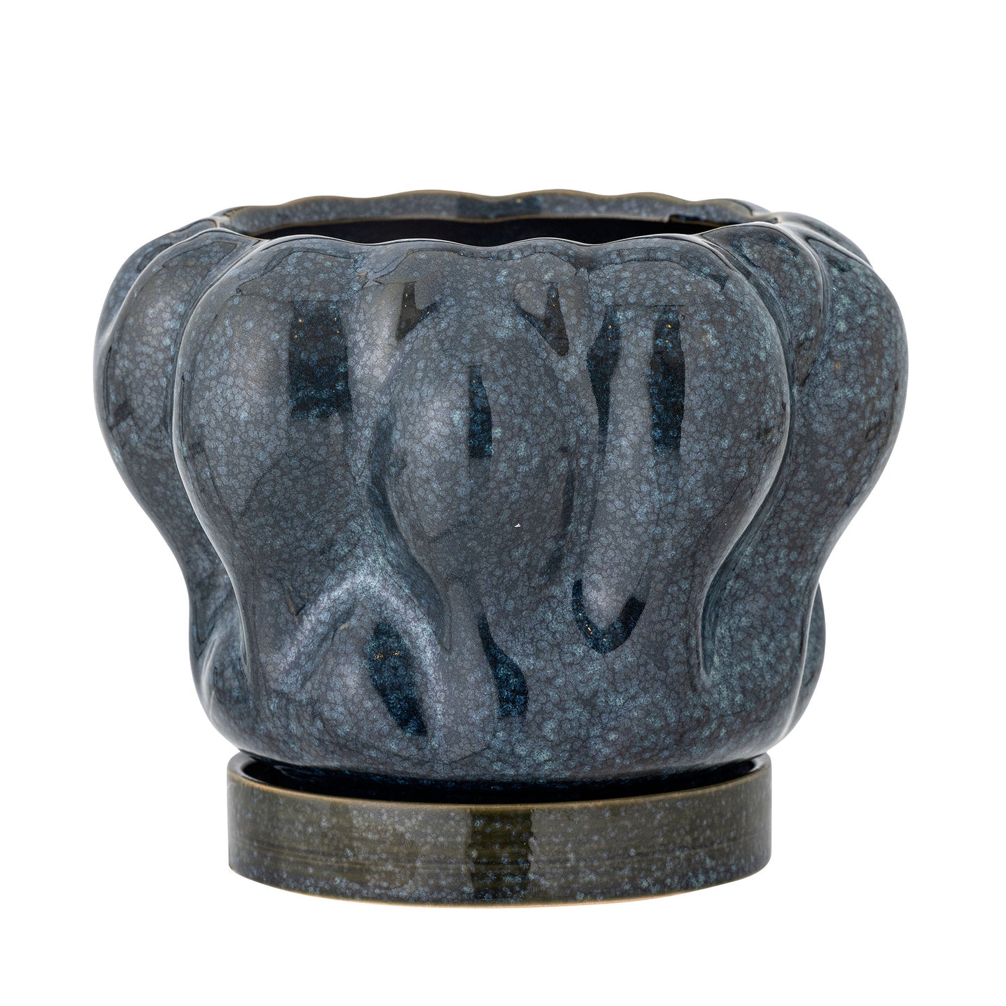 Bloomingville Hollis Blumentopf mit Untertasse, Blue, Steingut