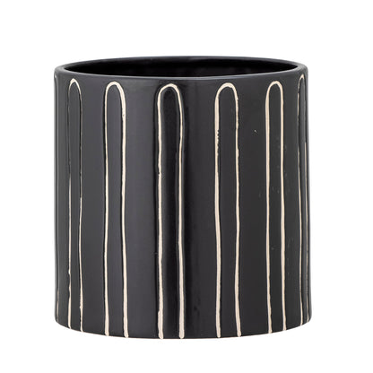 Bloomingville Troy Blumentopf, Schwarz, Steingut