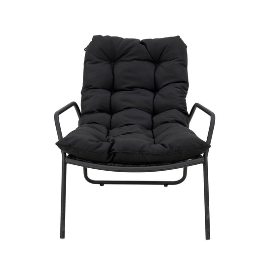 Bloomingville Boel Liegestuhl mit Hocker, Schwarz, Metall