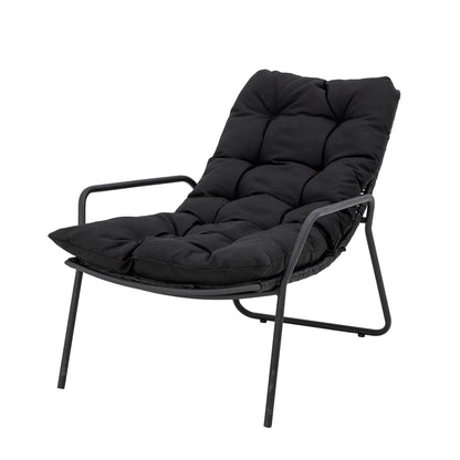 Bloomingville Boel Liegestuhl mit Hocker, Schwarz, Metall