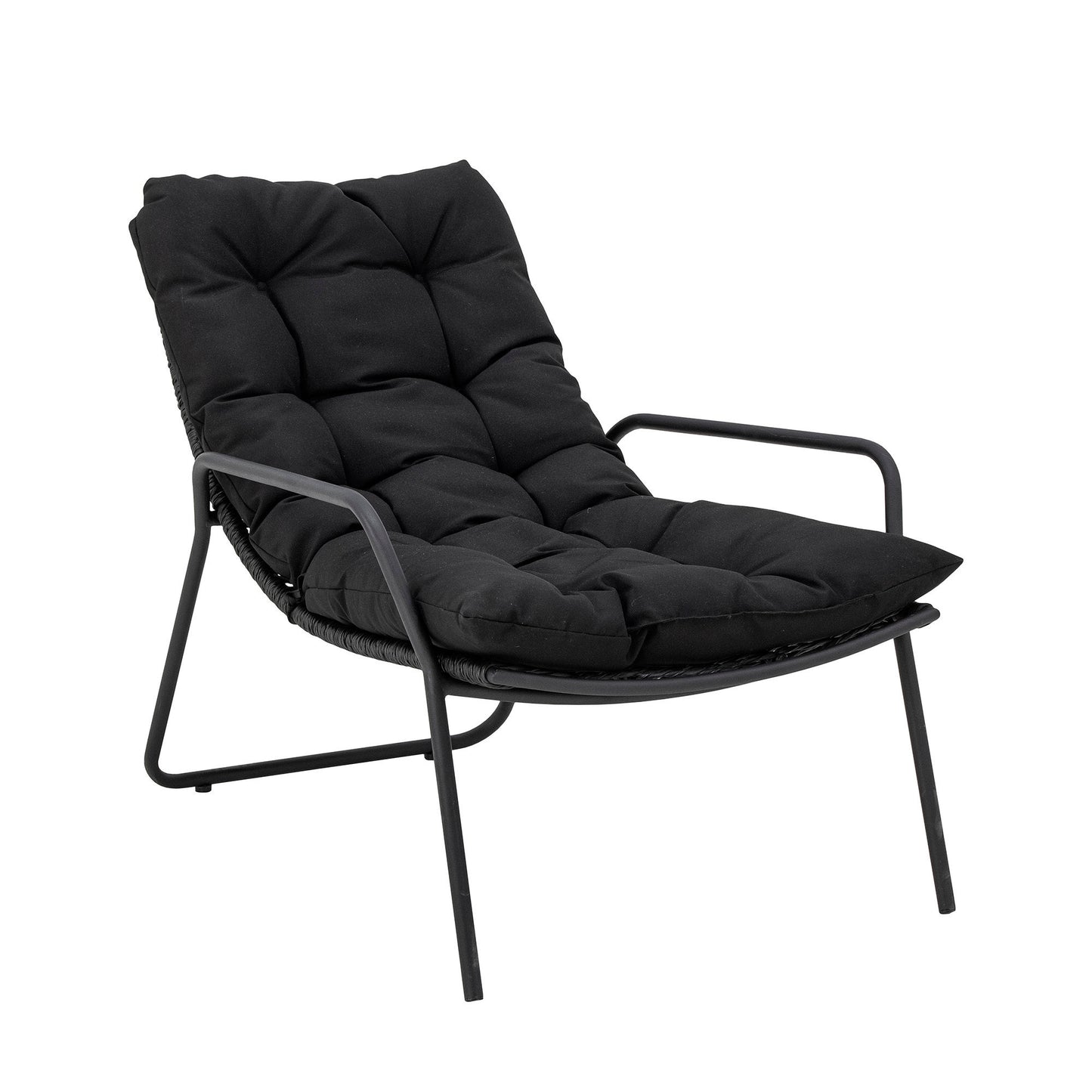 Bloomingville Boel Liegestuhl mit Hocker, Schwarz, Metall