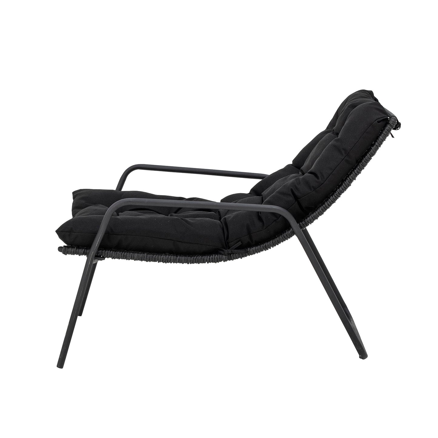 Bloomingville Boel Liegestuhl mit Hocker, Schwarz, Metall