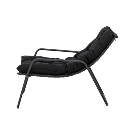 Bloomingville Boel Liegestuhl mit Hocker, Schwarz, Metall