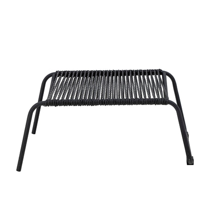 Bloomingville Boel Liegestuhl mit Hocker, Schwarz, Metall