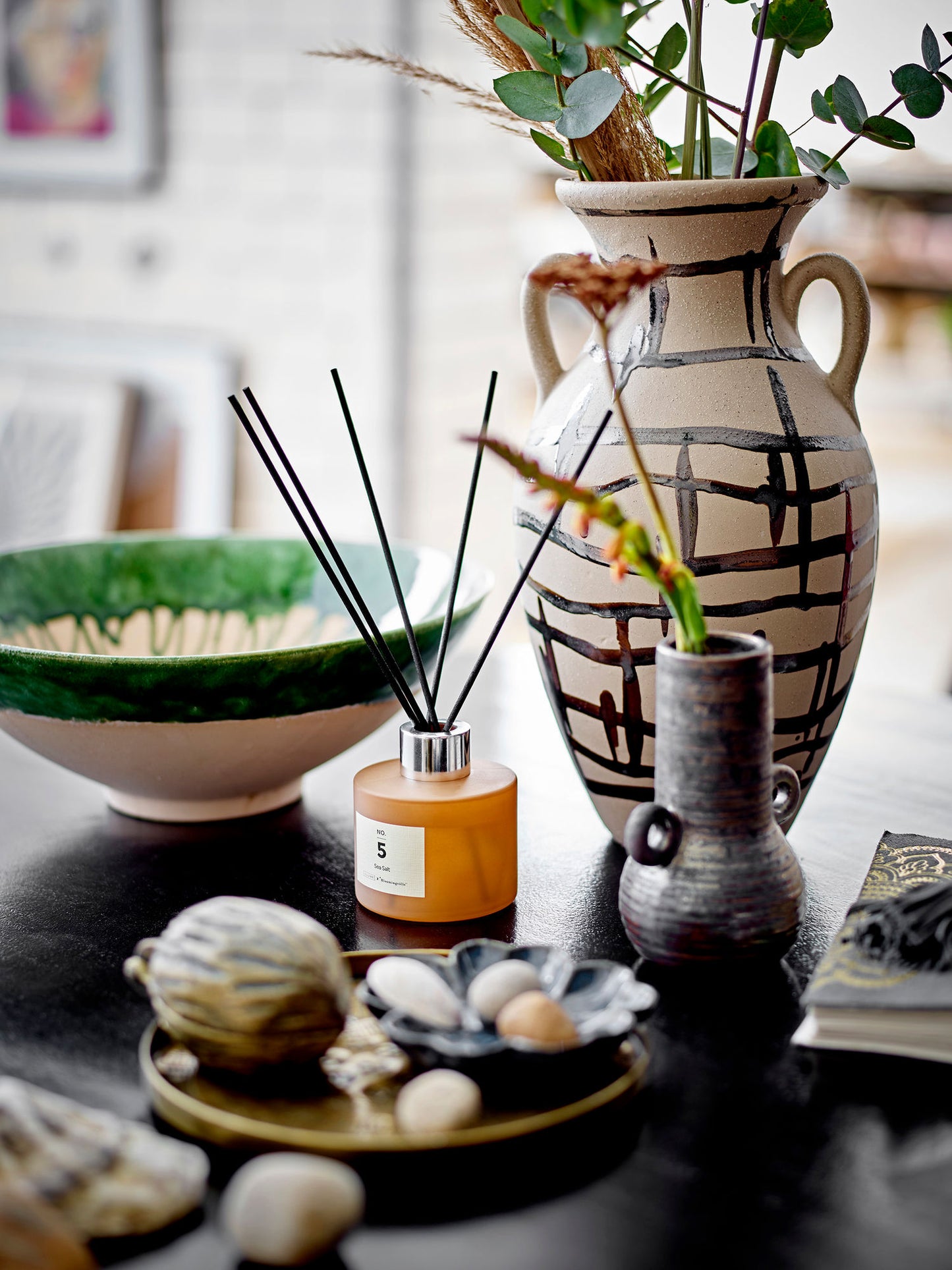 Bloomingville Casaya Vase, Braun, Steingut