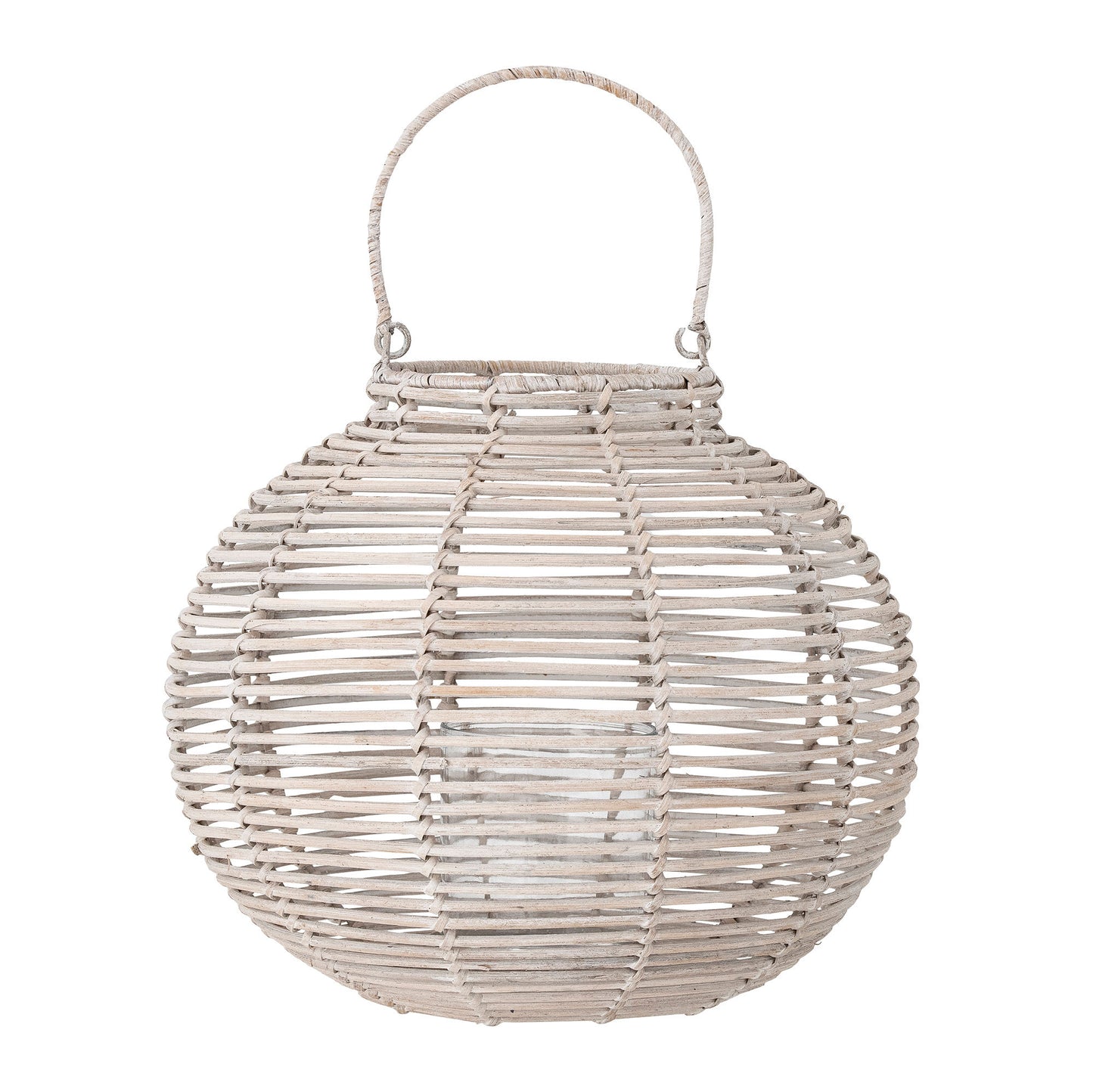 Bloomingville Malua Laterne mit Glas, Weiß, Rattan