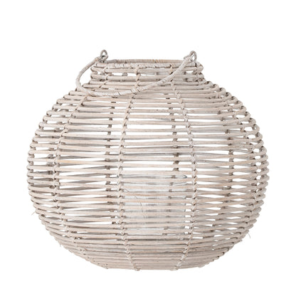Bloomingville Malua Laterne mit Glas, Weiß, Rattan