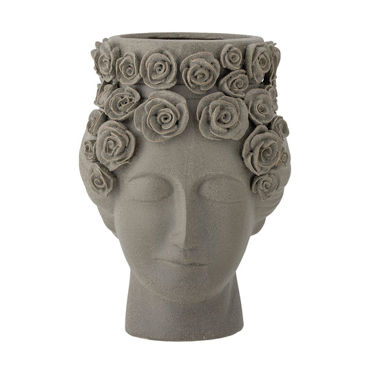 Bloomingville Akira Vase, Grau, Steingut