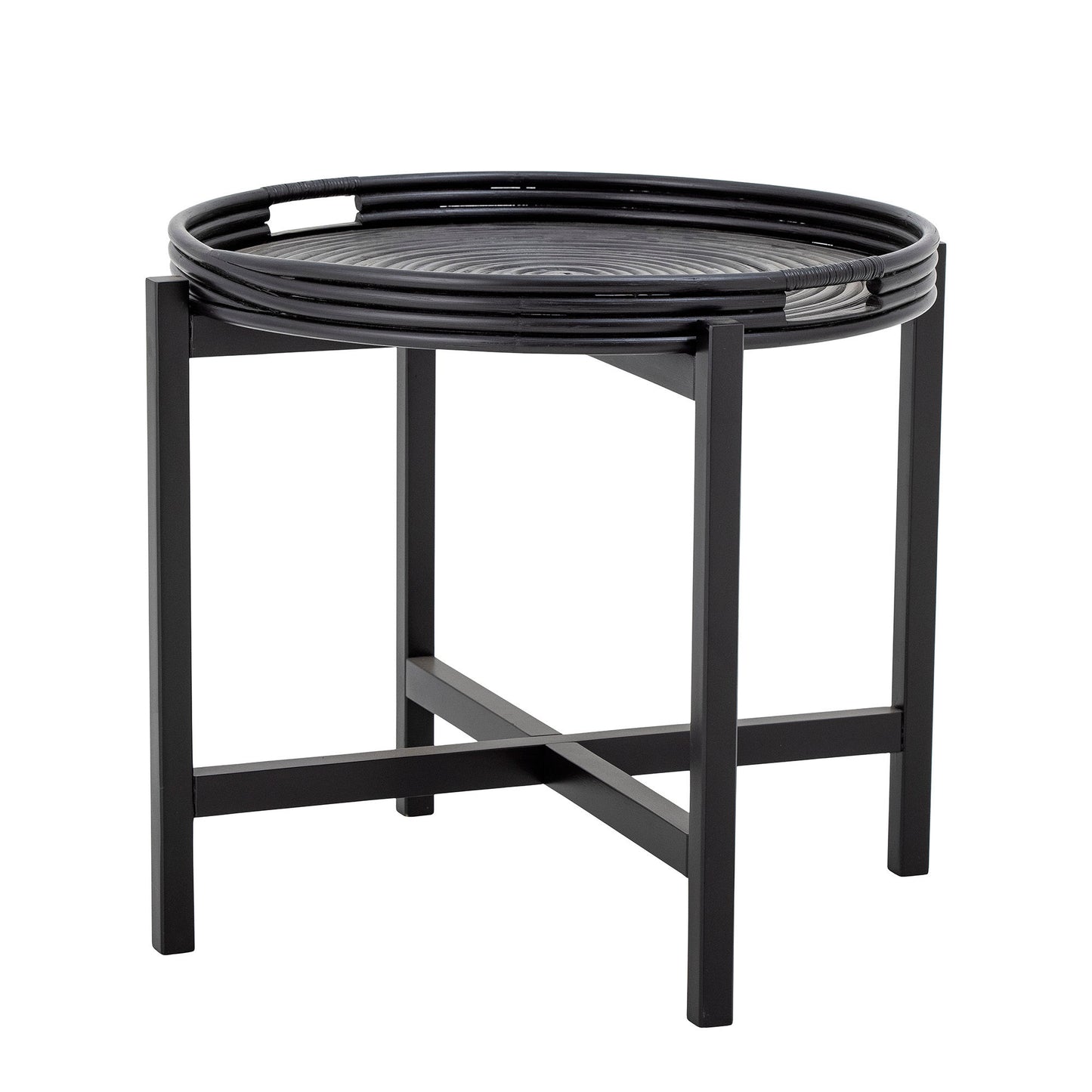 Bloomingville Milli Tablett-Tisch, Schwarz, Rattan