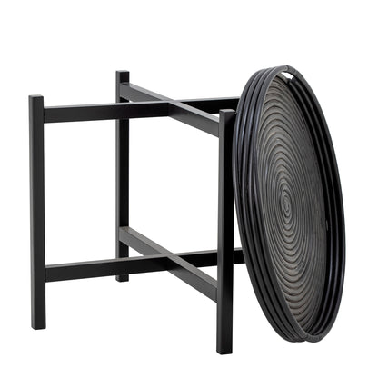 Bloomingville Milli Tablett-Tisch, Schwarz, Rattan