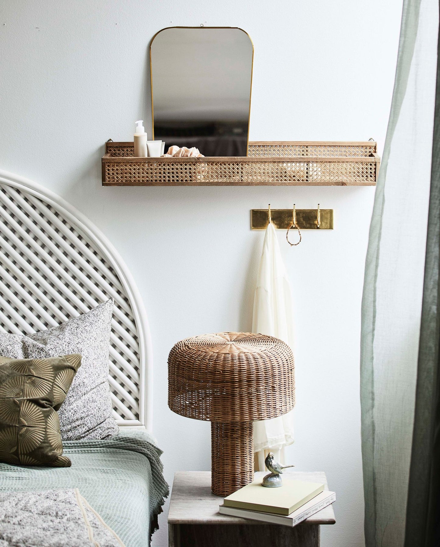 Nordal SHELFI rattan Regal, L - nature, 91cm