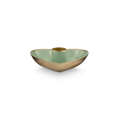 Set/2 Candle Holders Metal Heart Green 10x3cm