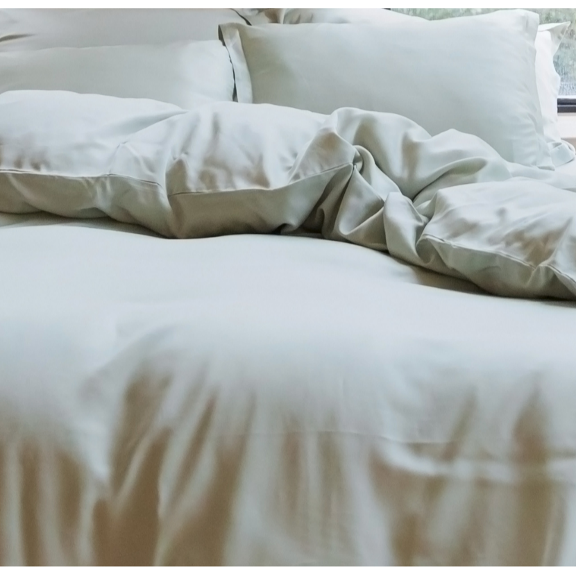 TENCEL™ – Satin-Bettbezug, Graugrün
