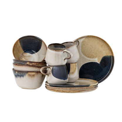 Bloomingville Jules Frühstück Set, Blau, Steingut