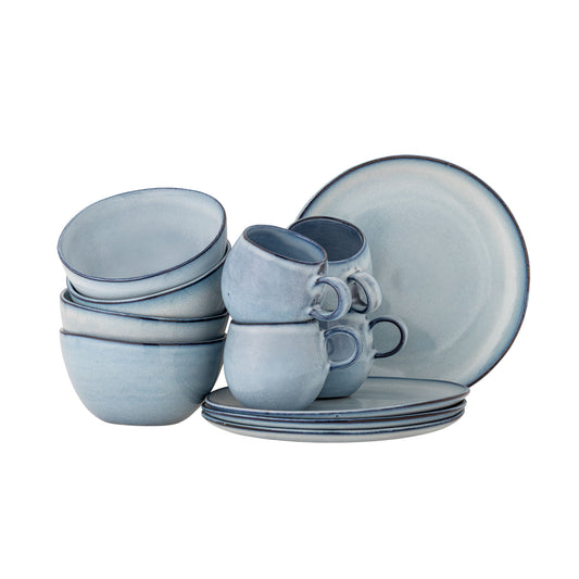 Bloomingville Sandrine Frühstück Set, Blau, Steingut