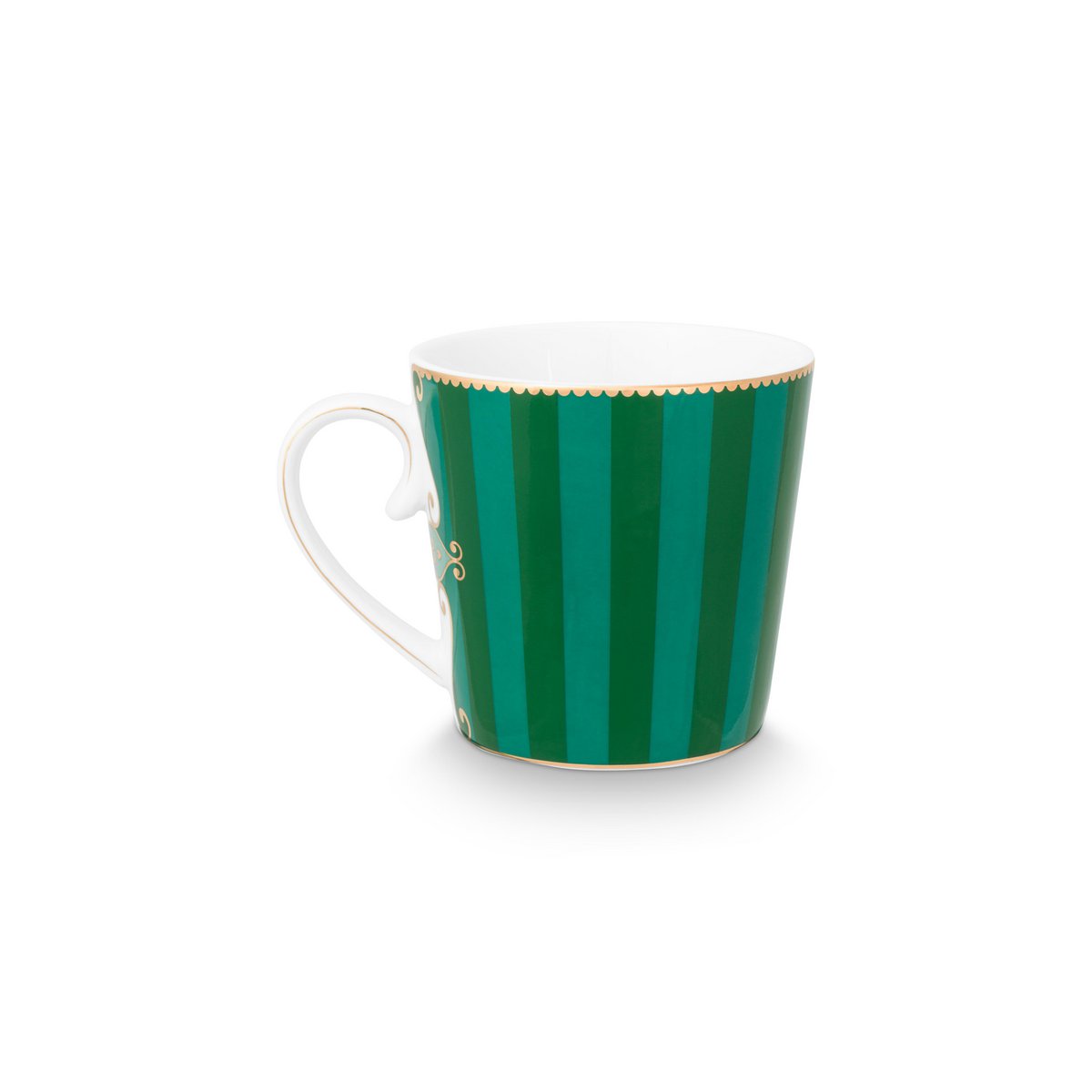Tea for One Love Birds Medallion Stripes Emerald-Green