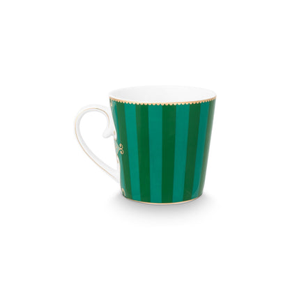 Tea for One Love Birds Medallion Stripes Emerald-Green