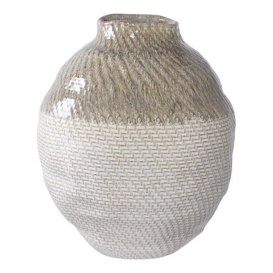 Vase aus Keramik weiß, beige
