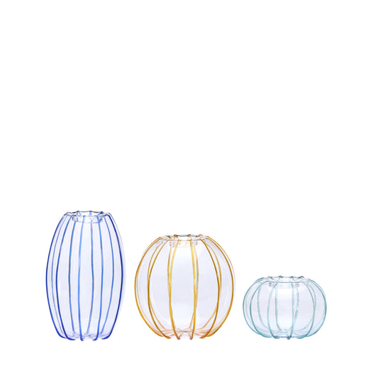 Hübsch Orbit Vasen Bernstein/Hellgrün/Blau (3er Set)
