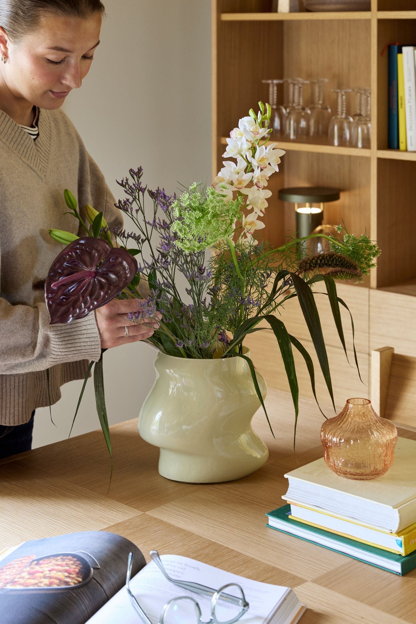 Hübsch Lote Vase Sandfarben