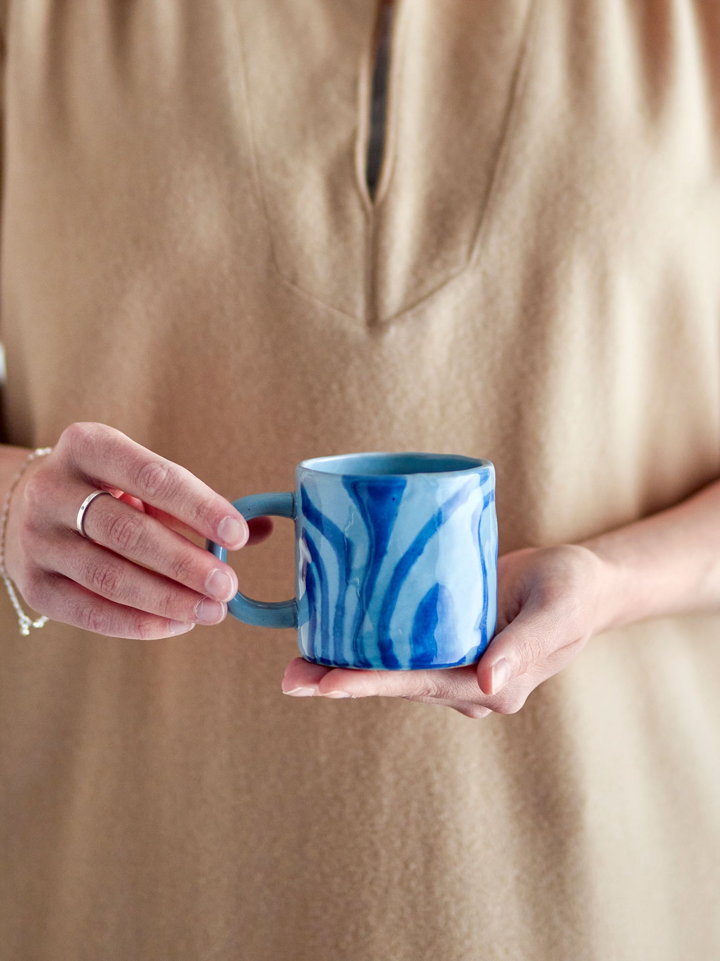Bloomingville Ninka Tasse, Blau, Steingut