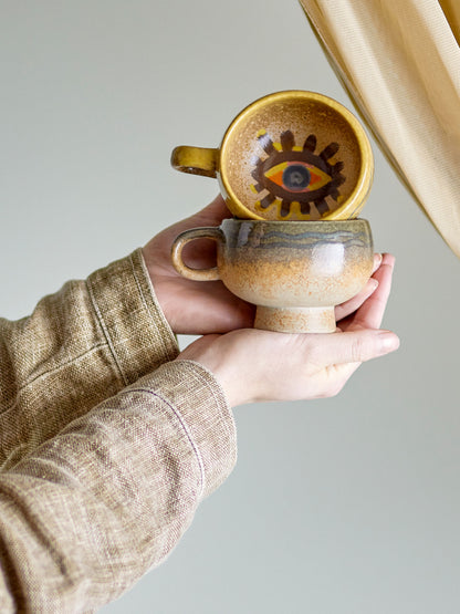 Bloomingville Oculus Tasse, Bunt, Steingut 2er Set