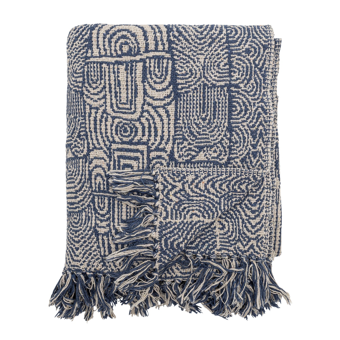 Bloomingville Bresso Decke, Blue, Recycelte Baumwolle