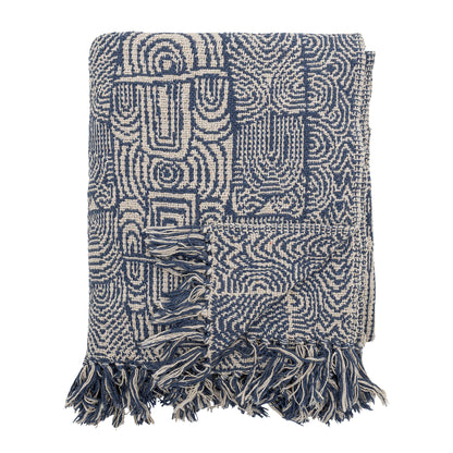Bloomingville Bresso Decke, Blue, Recycelte Baumwolle