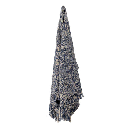 Bloomingville Bresso Decke, Blue, Recycelte Baumwolle
