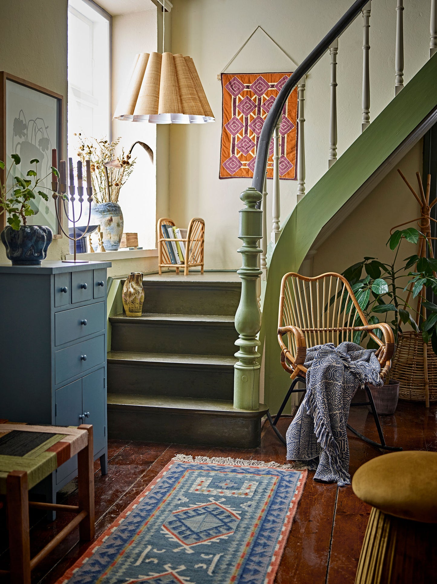 Bloomingville Bresso Decke, Blue, Recycelte Baumwolle