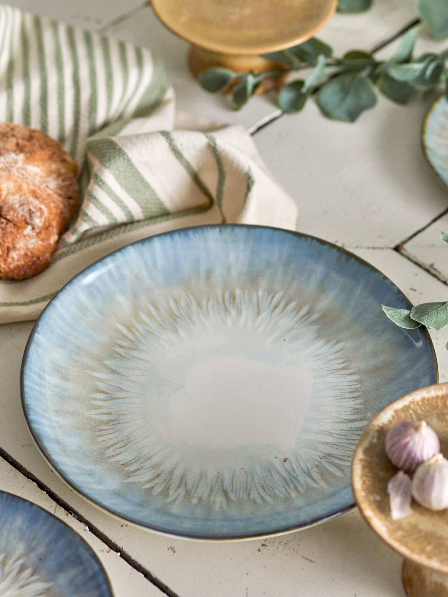 Bloomingville Calen Teller, Blue, Steingut