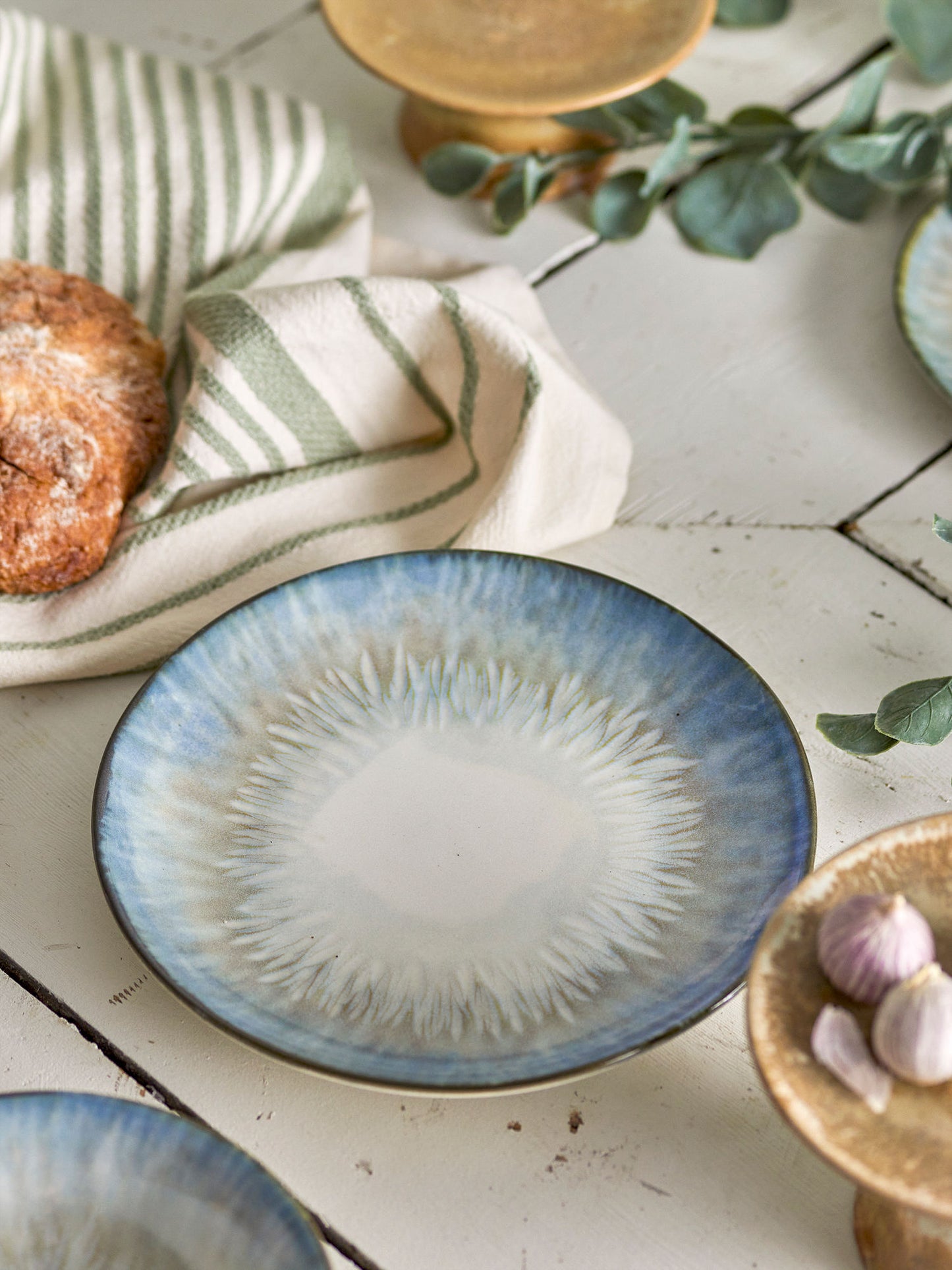 Bloomingville Calen Teller, Blue, Steingut
