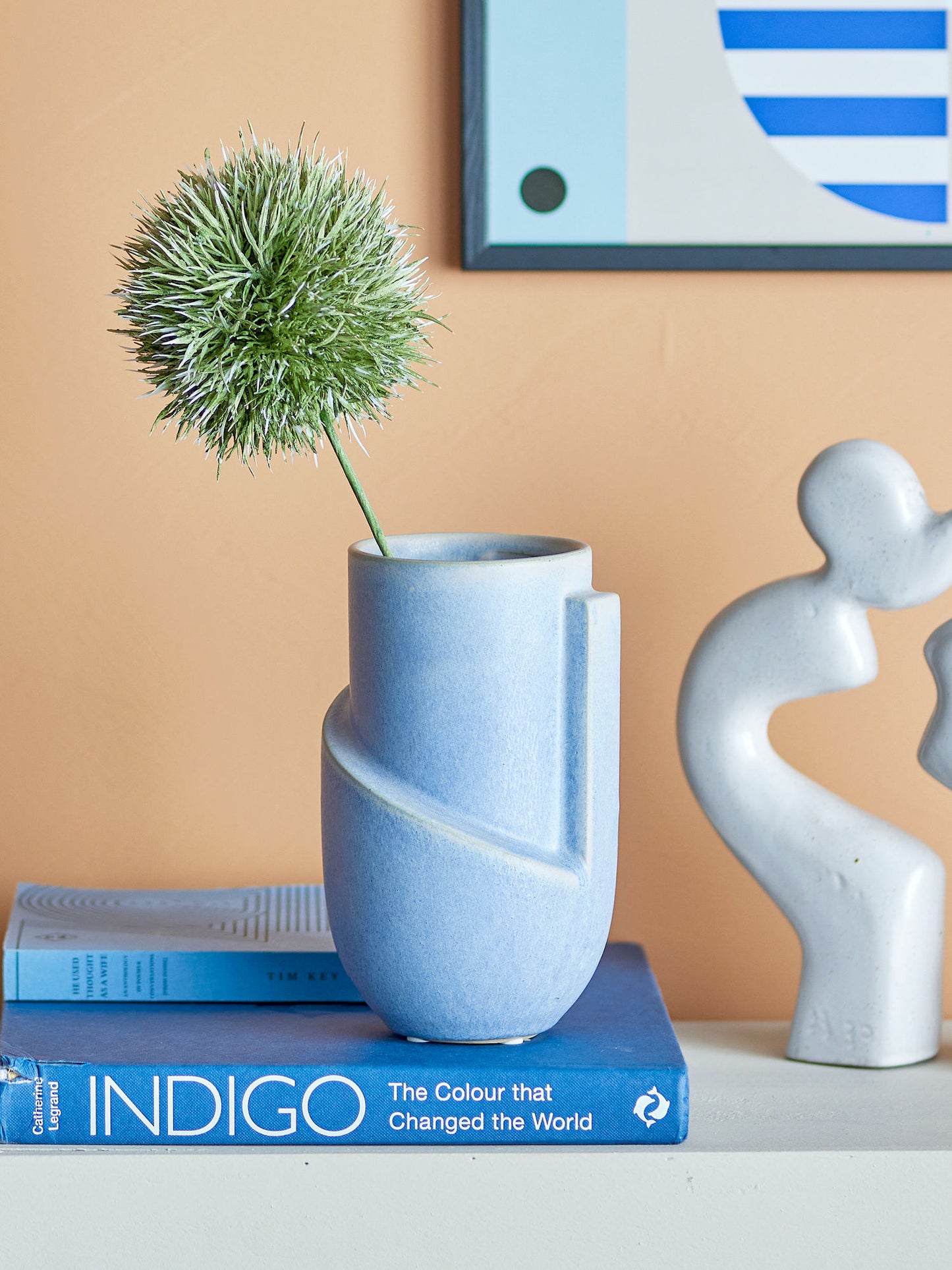 Bloomingville Norbert Vase, Blue, Steingut