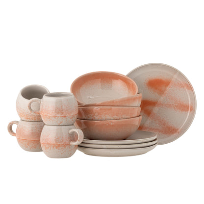 Bloomingville Paula Frühstück Set, Orange, Steingut