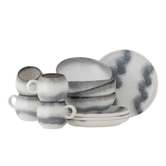 Bloomingville Paula Frühstück Set, Grau, Steingut
