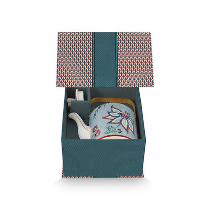 Pip Studio Giftset Teekanne Oriental Flower Festival Blue 1 ltr