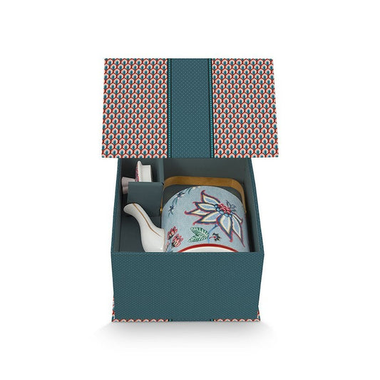 Pip Studio Giftset Teekanne Oriental Flower Festival Blue 1 ltr