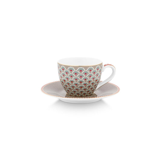 Espresso Cup and Saucer Blooming Tales Khaki