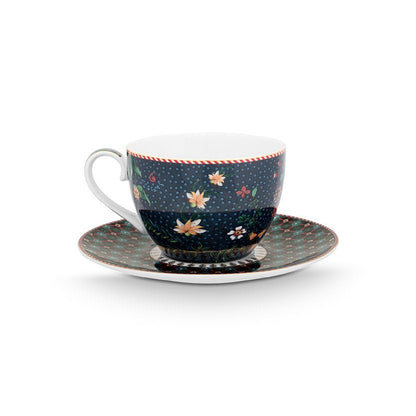 Pip Studio Teetassen und Untertassen Berry Blues 280ml